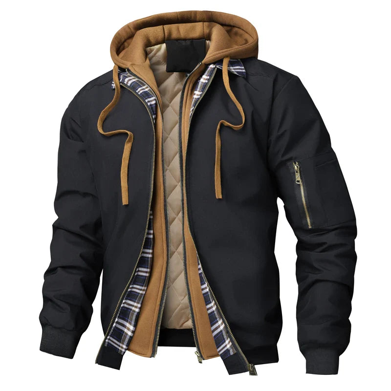 Veste bomber chaude pour homme, coupe-vent épais, à capuche, pour l'extérieur, la randonnée, le sport, thermique, fermeture éclair, collection automne-hiver