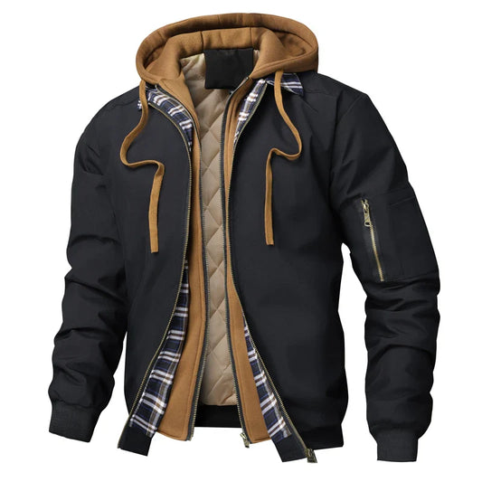 Veste bomber chaude pour homme, coupe-vent épais, à capuche, pour l'extérieur, la randonnée, le sport, thermique, fermeture éclair, collection automne-hiver