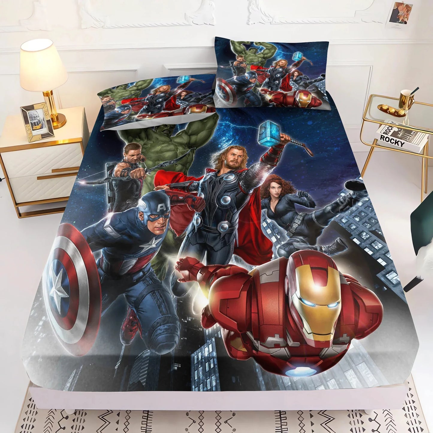 Marvel's Avengers 2/3pcs Bedding Set Fitted Sheet Printed 100% Polyester Anime Home Decor Suitable For Children And Adults