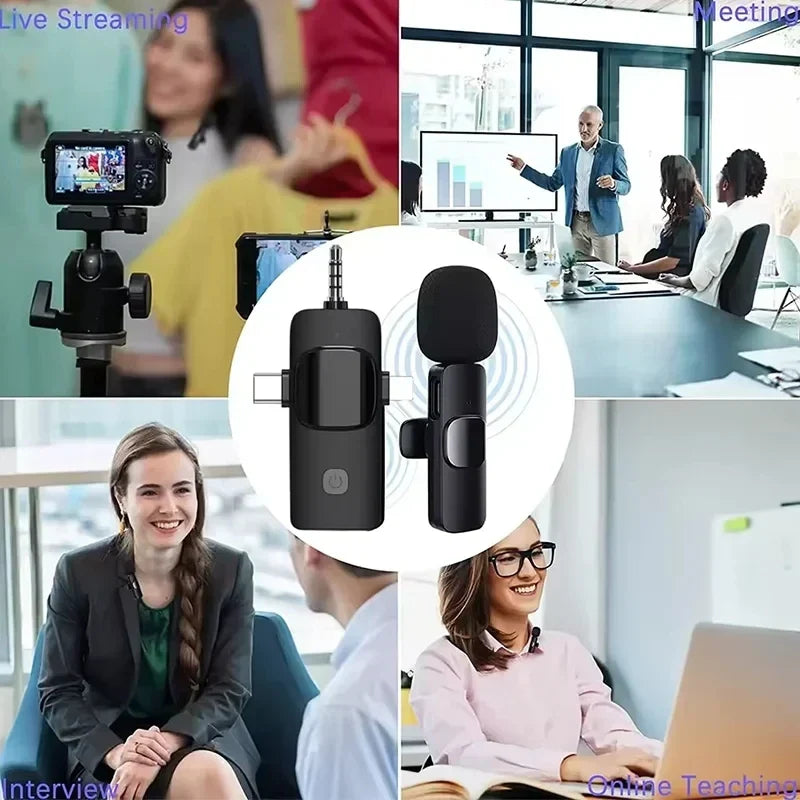 Lavalier Professional Dual Wireless Lapel Microphone Mic For iPhone Android Phone Mobile Cell PC Tie Buttonhole Micro Microphon