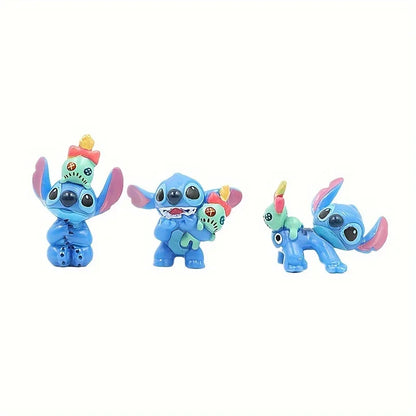 2025 Mini 6-piece Stitch Cute Cartoon Character Anime PVC Model Series Desktop Decoration Birthday Christmas Gift Stitch Toy