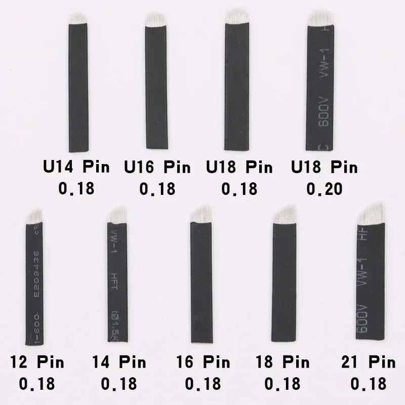 100 Pcs Lames Microblading 18U 0.18mm Maquillage Semi-Permanent Nano Tebori Aiguilles pour Stylo de Broderie Manuel Sourcils Lèvres