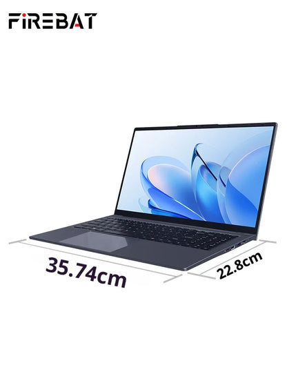 FIREBAT AT15 Ordinateur portable 15,6 pouces Intel N100/N150 16 Go RAM 512 Go SSD Ordinateurs portables de bureau et d'entreprise