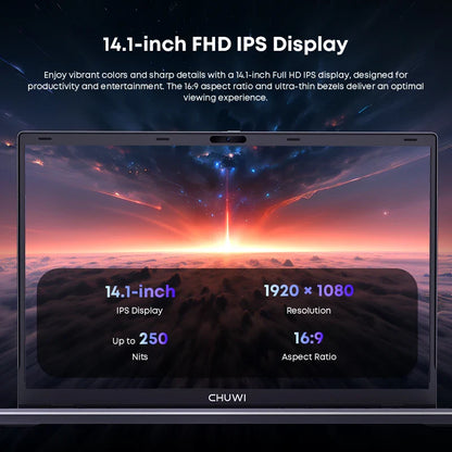 CHUWI GemiBook XPro 14.1 Inch Laptop Intel 12th N150 16GB DDR5 512GB SSD Windows 11 1920*1080 16:9 Screen WiFi 6 BT5.2 38Wh