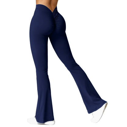 Mode Micro corne Leggings femmes v-back taille pantalons de sport taille haute Push Up fesses pantalons de sport solide mince Leggings décontractés