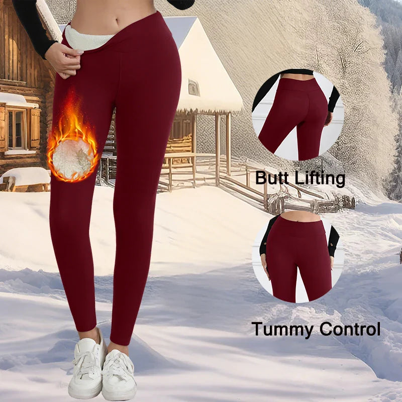 Leggings chauds en polaire pour femmes, collants épais en velours, taille haute, élastiques, Slim, couleur unie, pour prévenir le froid, automne et hiver