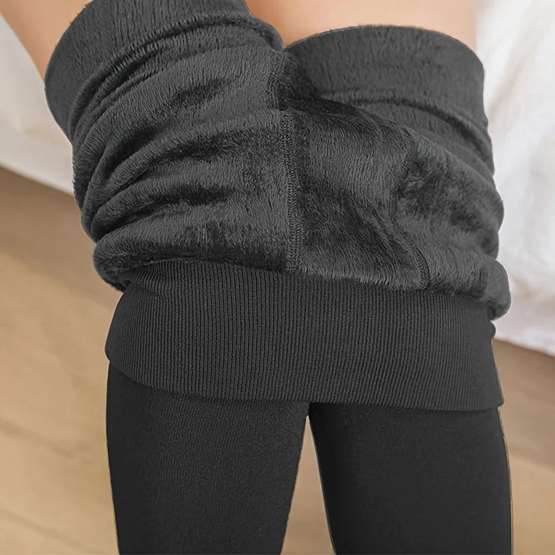Collants confortables doublés de polaire pour femmes, Leggings chauds extensibles taille haute pour l'hiver, sous-vêtements thermiques épais et chauds