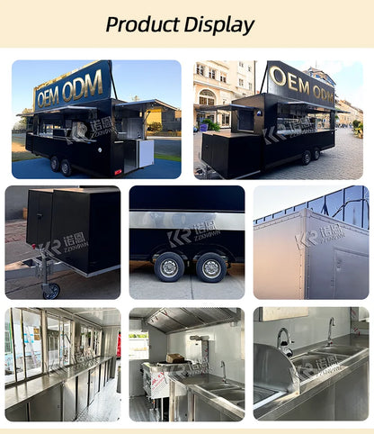 Outdoor Mobile Catering Trailer Fully Equipped Taco Pizza Ice Cream Cart Fast Food Truck Trailer With Full Kitchen