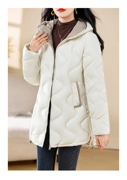 2024 New Winter Jacket Parkas Women Coat Fur Collar Hooded Overcoat Female Jacket Parka Thick Warm Cotton Padded Outwear