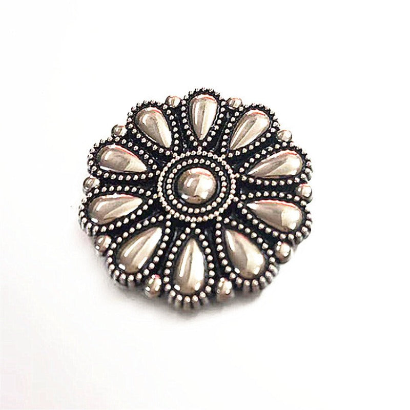 30mm Bright Silver Western Cowboy Horse Saddles Leathercraft Belt Bag Shoe Flower Conchos Buckle Screw Back Decoration Buttons