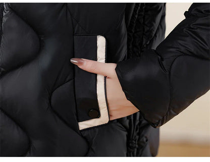 2024 New Winter Jacket Parkas Women Coat Fur Collar Hooded Overcoat Female Jacket Parka Thick Warm Cotton Padded Outwear