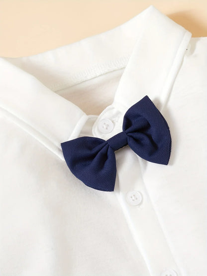 Chemise à manches courtes et short à bretelles pour garçons, robe de soirée décontractée pour gentleman, ensemble deux pièces, été