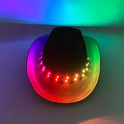 Chapeau de cowboy LED télécommandé pour femmes et hommes, chapeaux de cow-girl occidentaux, robe de l'ouest, vêtements de sauna scintillants pour Halloween, casquette unisexe, mode