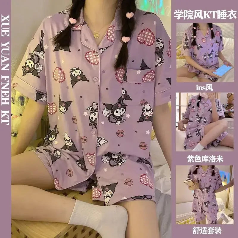 Stitch summer pajamas women's new high-value student cartoon creative cute loose short-sleeved home service suit birthday gift