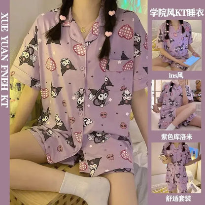 Stitch summer pajamas women's new high-value student cartoon creative cute loose short-sleeved home service suit birthday gift