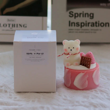 Aromatic Bear Dessert Candle Sweet Scented Candle with Cute Design for Soothing Aromatherapy Perfect for Birthday Holiday Gift