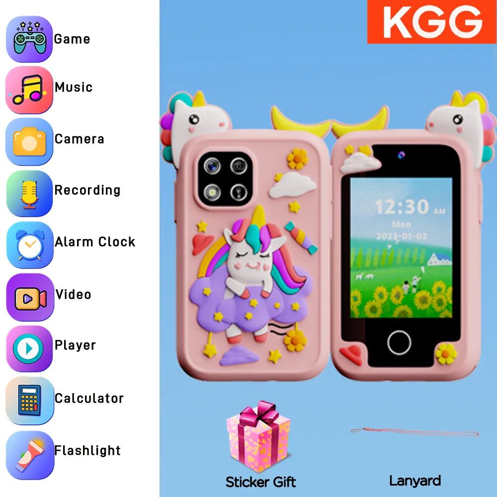 Téléphone intelligent pour enfants Filles Garçons Jouets Téléphone portable Double appareil photo Lecteur de musique 17 jeux Téléphone d'apprentissage pour tout-petits Cadeaux d'anniversaire