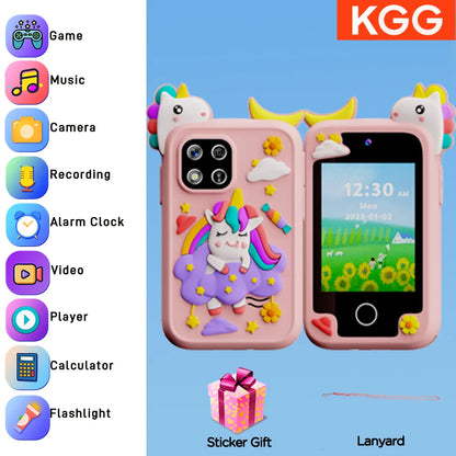 Téléphone intelligent pour enfants Filles Garçons Jouets Téléphone portable Double appareil photo Lecteur de musique 17 jeux Téléphone d'apprentissage pour tout-petits Cadeaux d'anniversaire