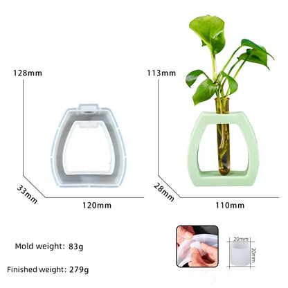 DIY 6pcs Skeletonized Hydroponic Test Tube Flower Vase Silicone Mold Gypsum Ornament Epoxy Resin Mold Home Decoration Storage