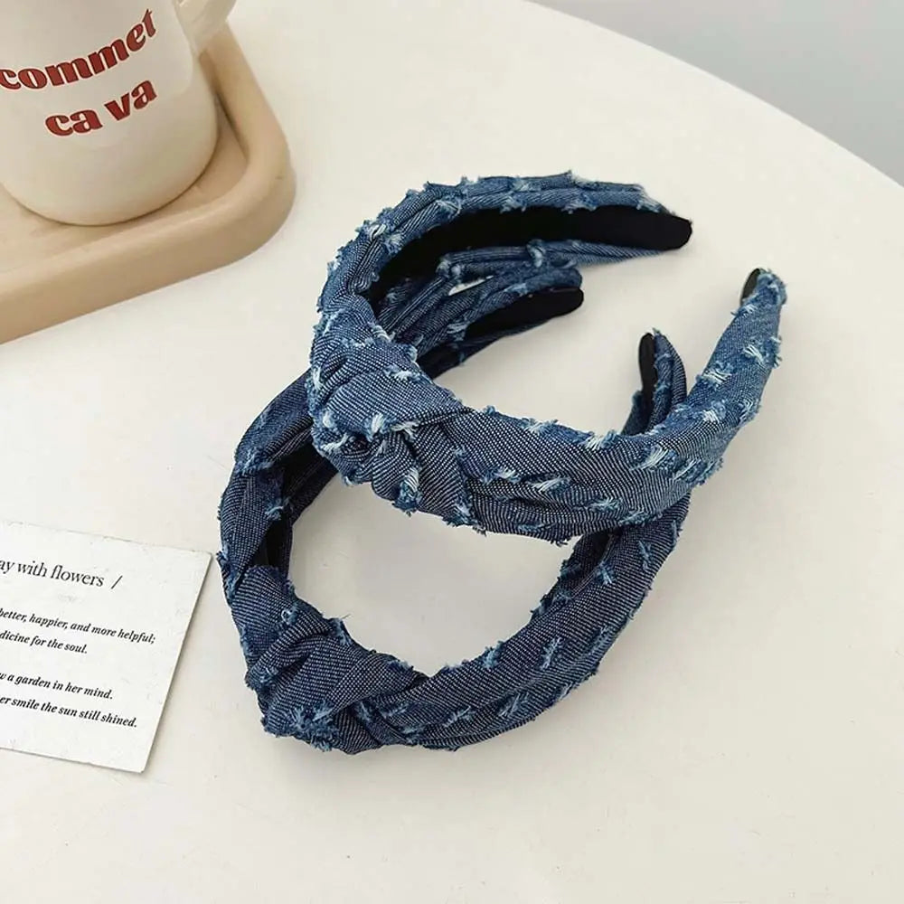 Denim tissu Cowboy bandeau Style coréen coiffure Denim noué bandeau chapeaux cheveux accessoires Cowboy bandes de cheveux