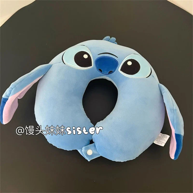 Cartoon Stitch U-shaped Neck Pillow Kawaii Stuffed Anime Comfortable Alien Sullivan Nap Pillow Airplane Travel Pillow Xmas Gifts