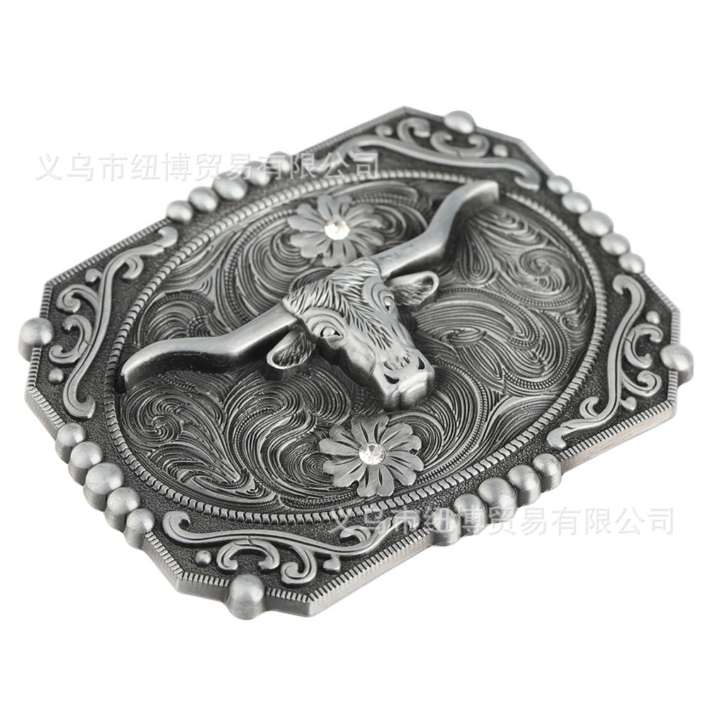 Western Cowhead Pattern Belt Buckle Cowboy Waistband