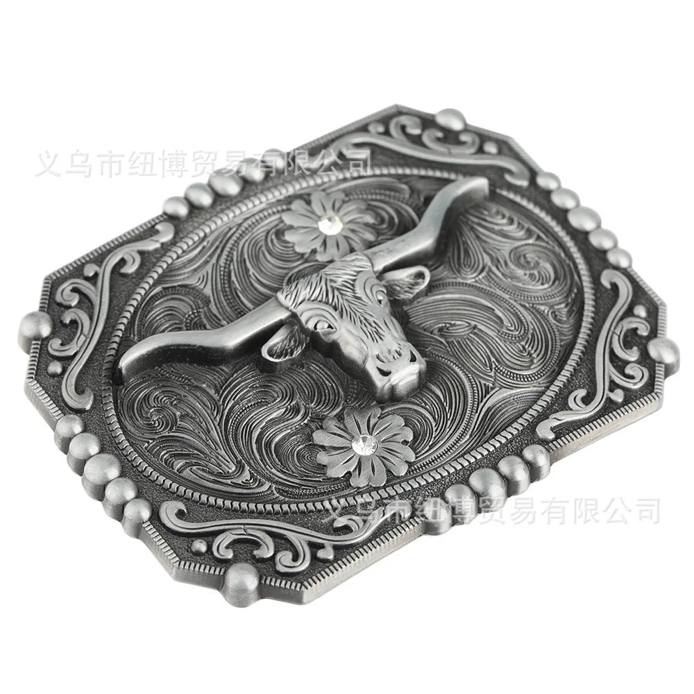 Western Cowhead Pattern Belt Buckle Cowboy Waistband