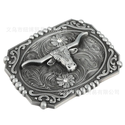 Western Cowhead Pattern Belt Buckle Cowboy Waistband