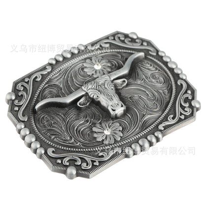 Western Cowhead Pattern Belt Buckle Cowboy Waistband