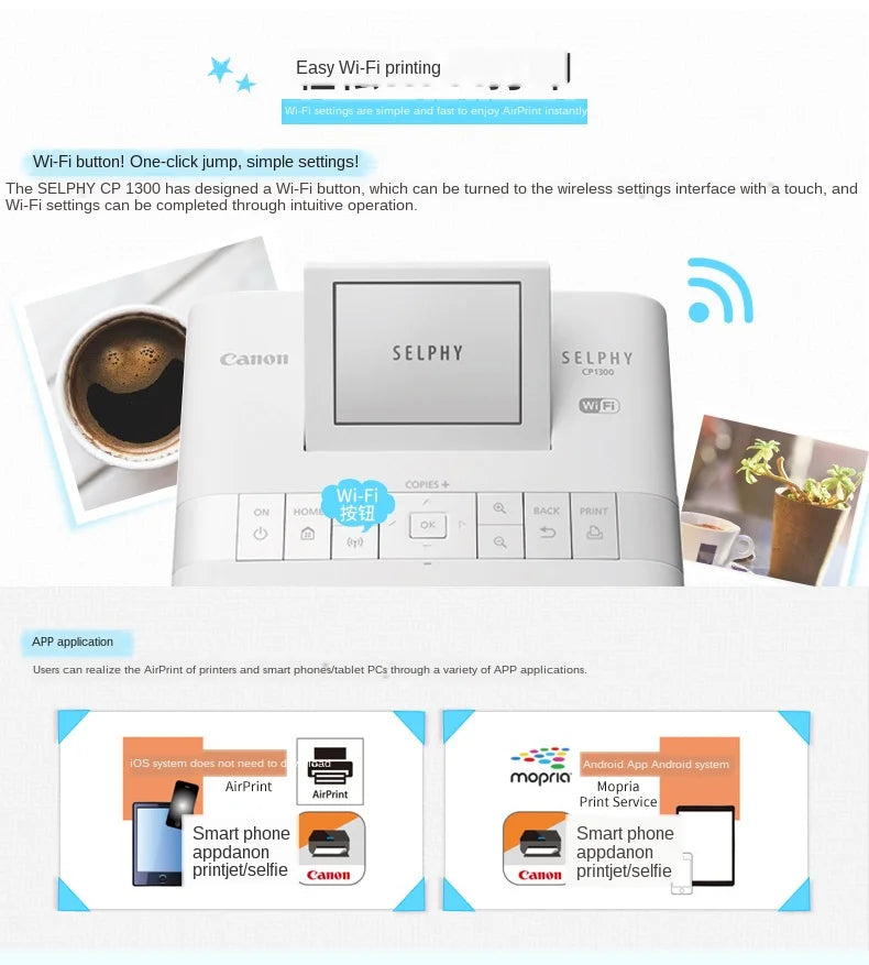 Photo Printer Wireless Connection To Print CP1300 Small Photo Printer Can Print Stickers