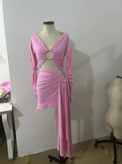 Women's Hollow Out Long Sleeve Evening Dress, Birthday Dresses, Rhrose Dress, Luxury Clothing, Whatever The Fashion, Sexy, Autumn, 2024