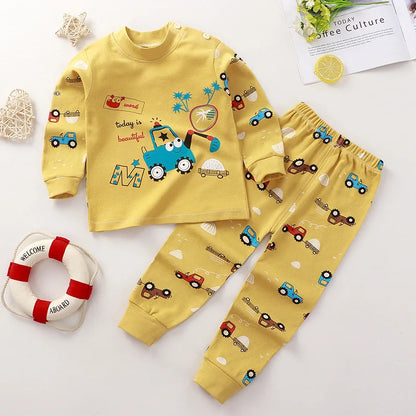 Autumn Winter Baby Pajamas Set – Long Sleeve Cotton Sleepwear for Boys Kids Homewear Outfit for Comfortable Sleeping