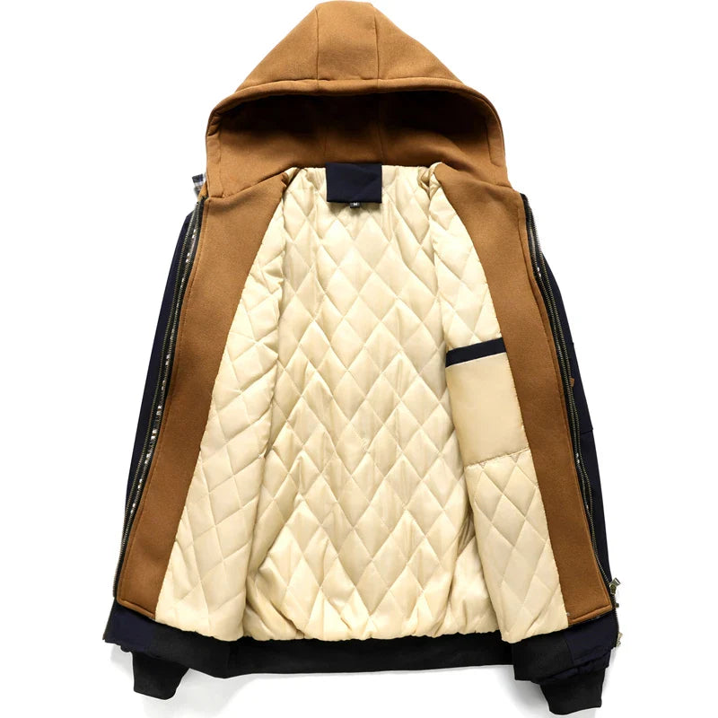 Autumn Winter Men's Warm Bomber Jacket Outdoor Man Thick Windbreaker Hiking Hooded Coats Men Thermal Sports Zipper Parkas Jacket