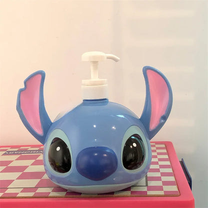 Stitch Sitting Position Lotion Bottle Refillable Pump Container for Shampoo Body Wash Cute Cartoon Travel Dispenser Bathroom Use