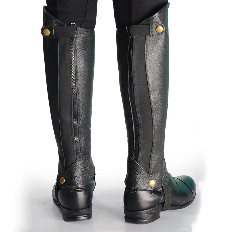 Guêtres d'équitation en cuir de vachette ex, équipement d'équitation, protection des jambes de chevalier, ajustement sportif, fournitures pour fans