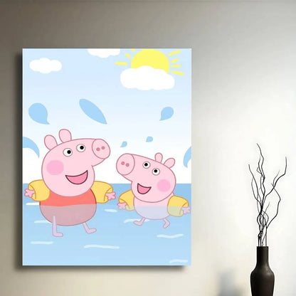 Cartoon Cute W-Peppa PigS Poster Sticky Posters Waterproof Paper Sticker Coffee House Bar Home Decor