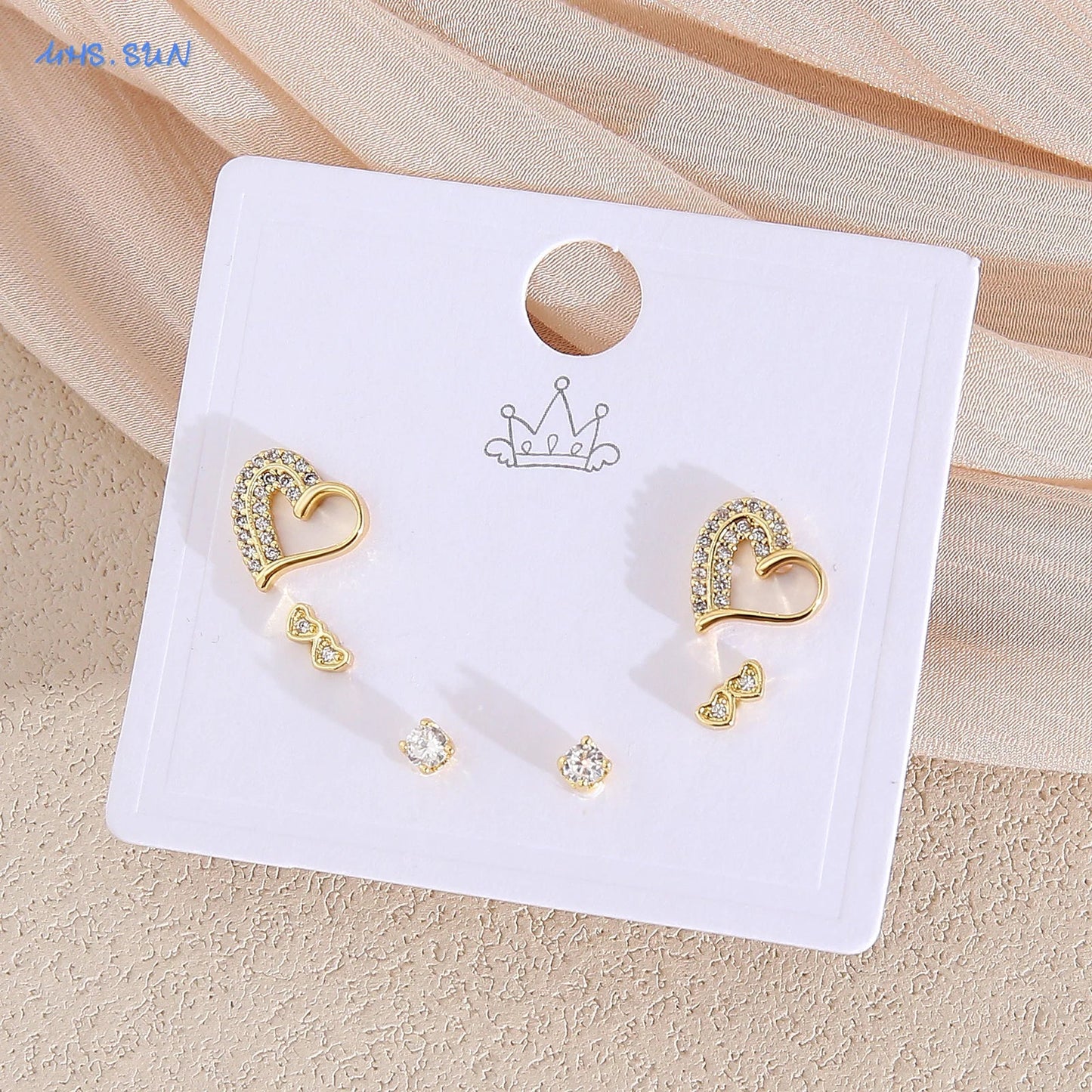 MHS.SUN-Ensemble de Boucles d'Oreilles Creuses en Forme de Cœur, pour Femme et Fille, 3 Paires