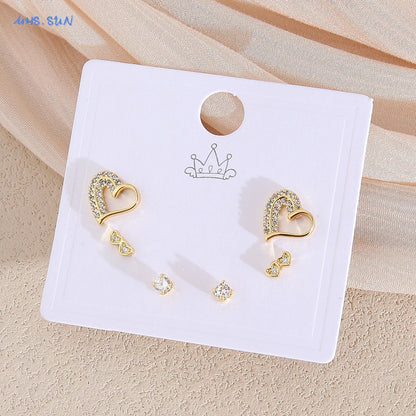 MHS.SUN-Ensemble de Boucles d'Oreilles Creuses en Forme de Cœur, pour Femme et Fille, 3 Paires