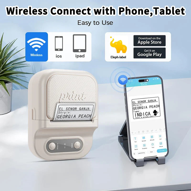 Portable Printer Mini Label Printer Self-adhesive Inkless 12-58mm Label Makers For Photo/Label/Home/Office/Business/Gifts As B21