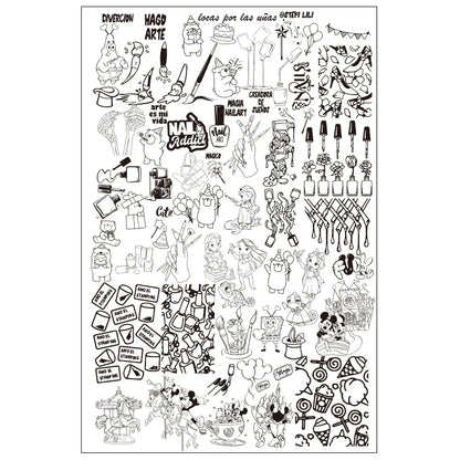 Plaques d'estampage d'ongles Halloween de dessins animés Crâne Personnages Animaux Gabarits Pochoirs Plaque d'estampage Nail Art Outil d'impression d'ongles Manucure