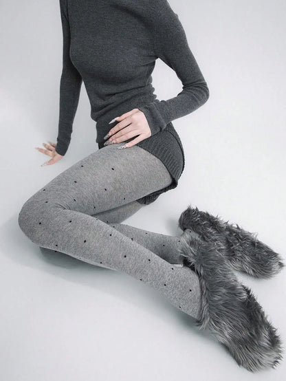 Leggings imprimés à pois pour femmes, 100 grammes, Leggings péplum en velours fin bordeaux, automne et hiver, printemps et automne