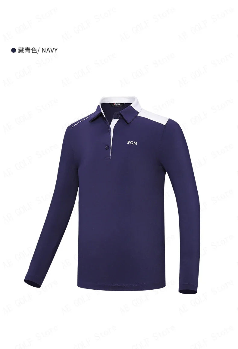 PGM Girls Golf Long Sleeve T Shirts Golf Wear for Kids Comfortable Skin Friendly Sports Fabric Children's Clothing YF548