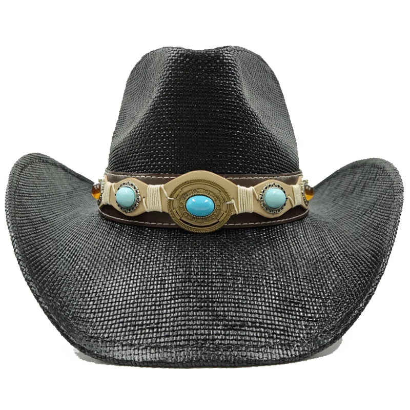 The latest Cowboy hat rose red retro straw hat 2023 new men's and women's jazz Cowboy hat straw hat sun hat summer hat sombrero