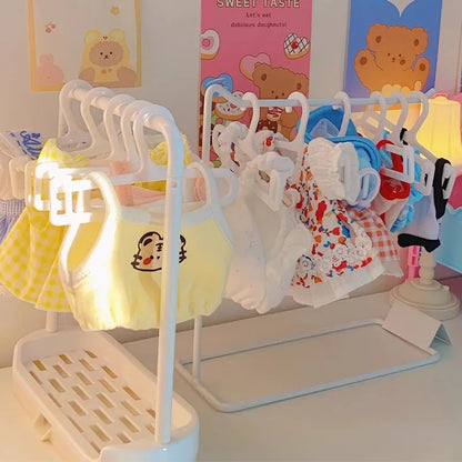 Plastic Doll Clothes Rack Miniature Dollhouse Furniture Toy Cosplay Closet Organizer for 15/20cm Cotton Doll Playing House Gift