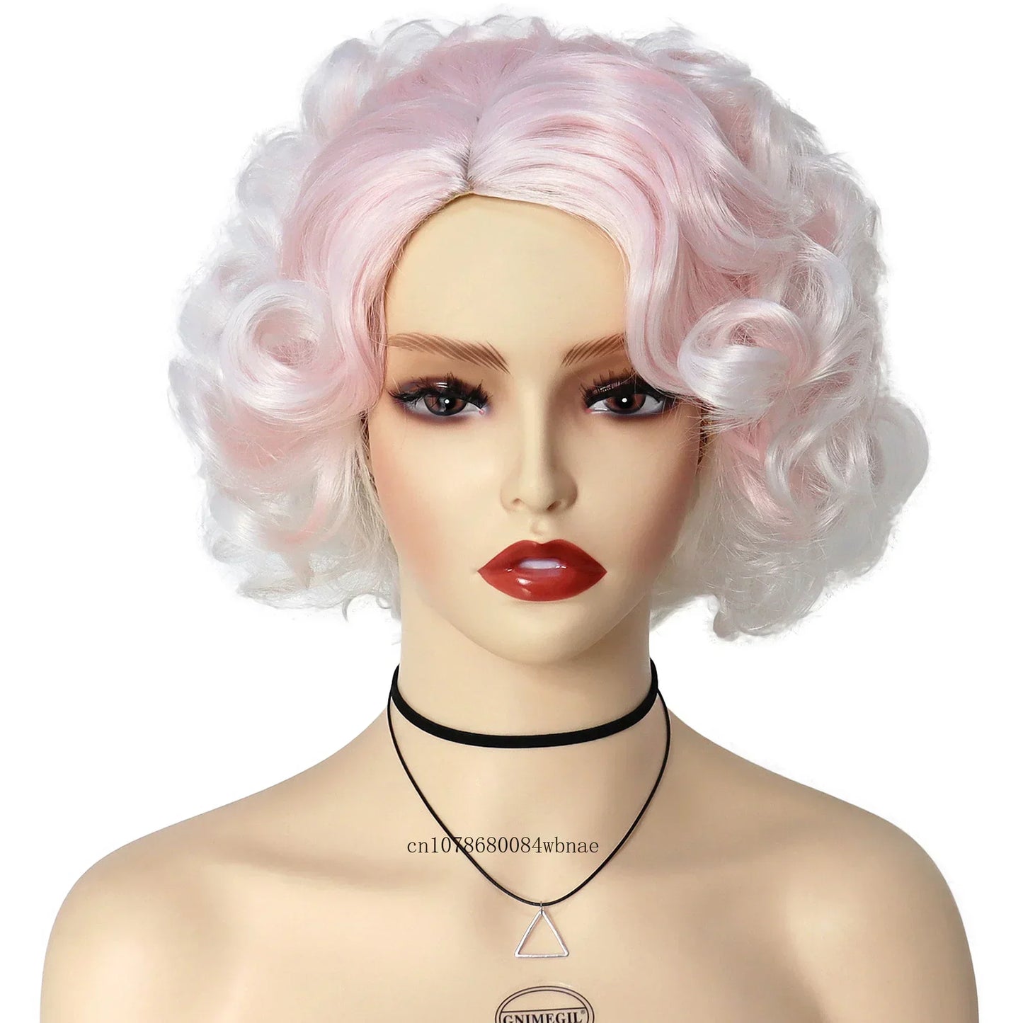 Synthetic Hair Pink Short Curly Wig for Women Big Wavy 80s Cosplay Wigs Halloween Costume Harajuku Anime Wig Natural Looking
