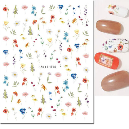 3d Nail Art Stickers Winter Autumn Golden Leaves Red Roses Flowers Decals For Nails Decoration Manicure Salon Beauty