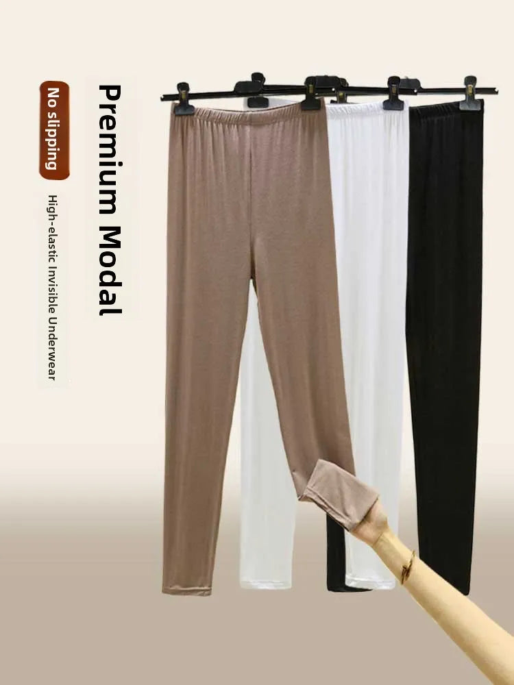 Leggings ajustés taille haute en modal, fins et élastiques, pour le printemps et l'automne, sous-vêtements, vêtements d'intérieur, pantalons longs grande taille