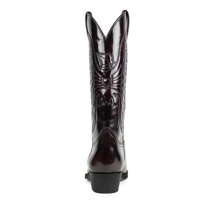 Men's Western Cowboy Boots Fashion Black Comfortable Embroidered Boots Men Couple Shoes for Men Women Motorcycle Boots Plus Size