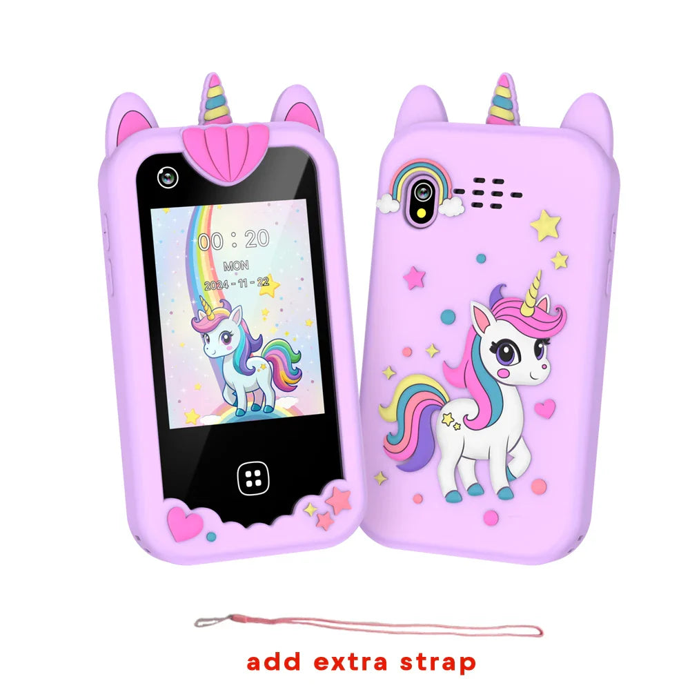 Téléphone intelligent pour enfants Filles Garçons Jouets Téléphone portable Double appareil photo Lecteur de musique 17 jeux Téléphone d'apprentissage pour tout-petits Cadeaux d'anniversaire
