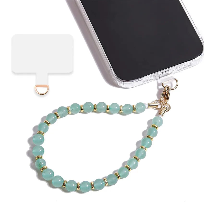 Marble Beaded Phone Wrist Strap, Detachable Cellphone Lanyard with Tether Tab, Hands-Free Wristlet Bracelet, Grip for Women